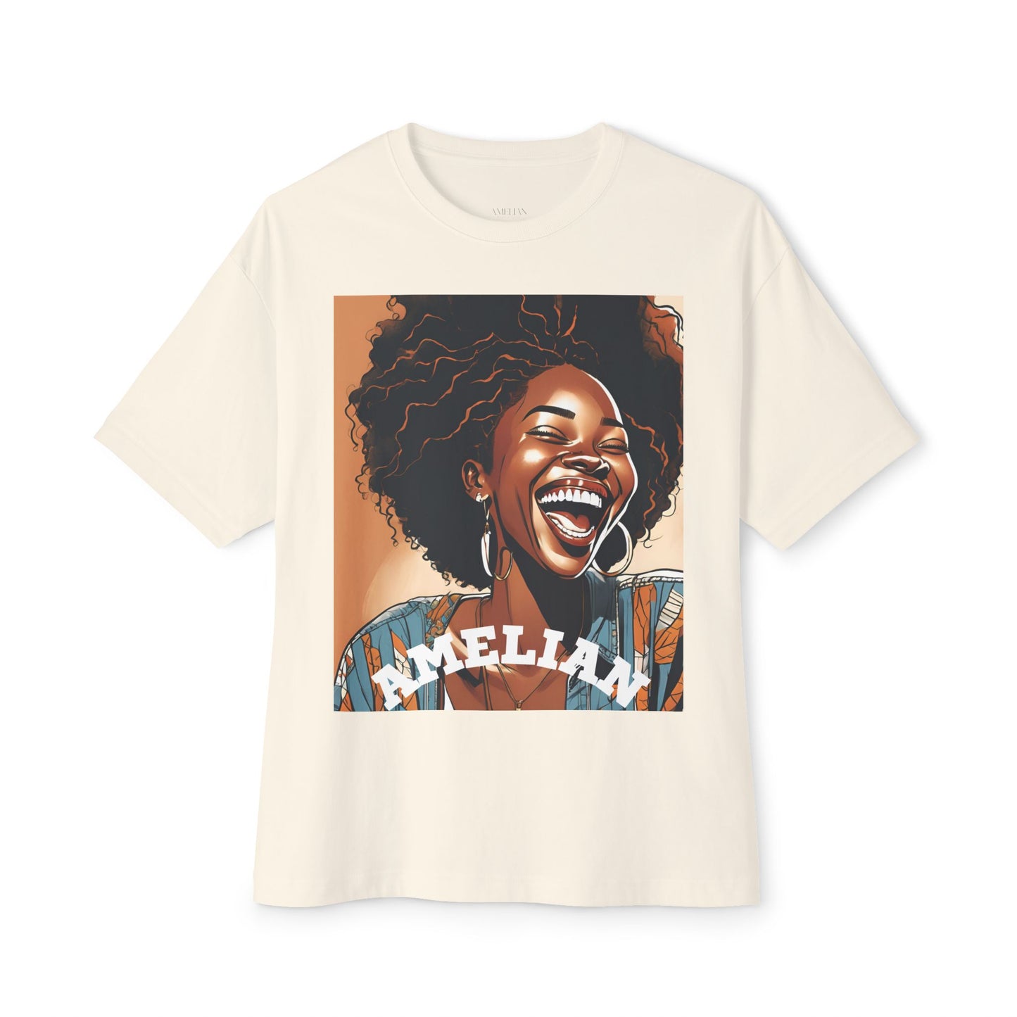 Amelian Graphic Oversized Tee - Empowering Unisex Boxy T-Shirt for Everyday Joy