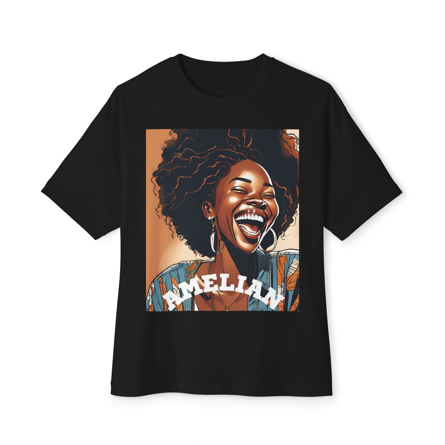 Amelian Graphic Oversized Tee - Empowering Unisex Boxy T-Shirt for Everyday Joy