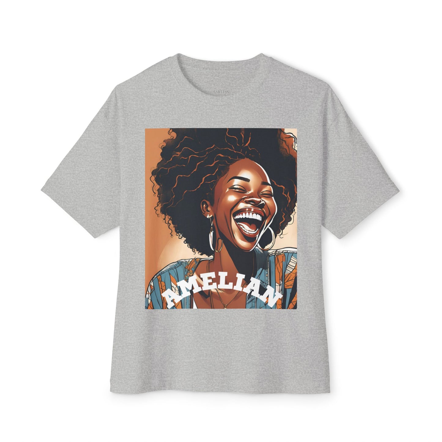 Amelian Graphic Oversized Tee - Empowering Unisex Boxy T-Shirt for Everyday Joy