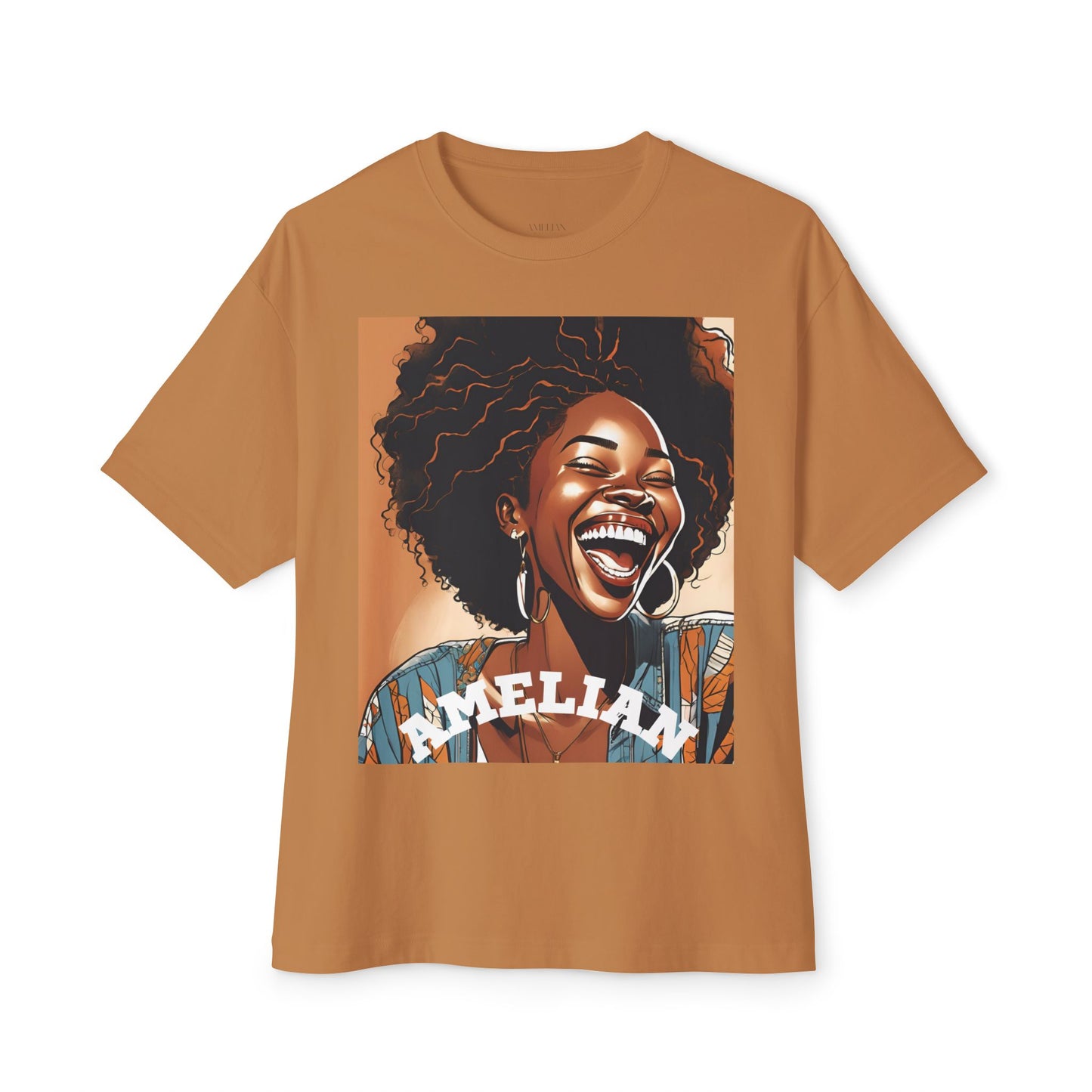 Amelian Graphic Oversized Tee - Empowering Unisex Boxy T-Shirt for Everyday Joy