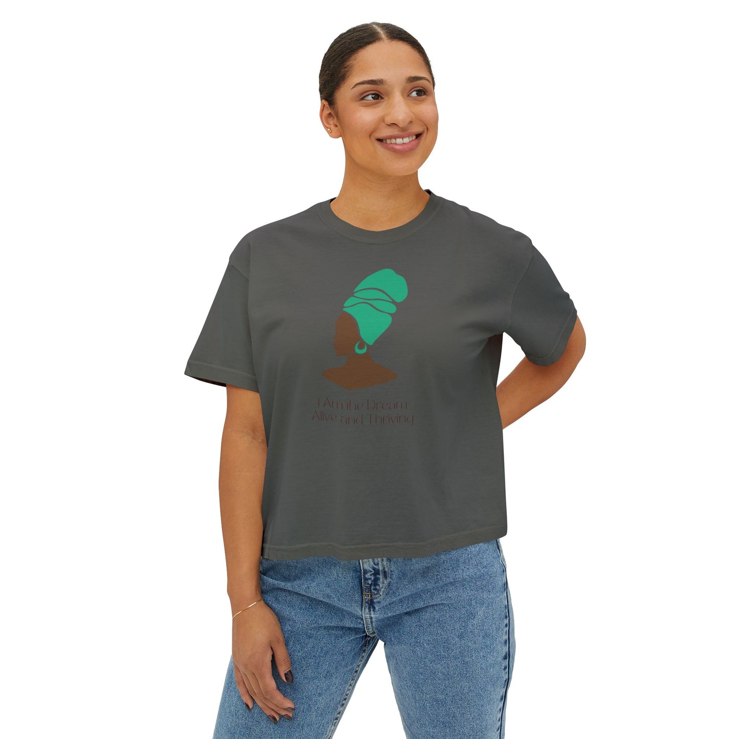 Empowerment Boxy Tee - 'I Am the Dream, Alive and Thriving'